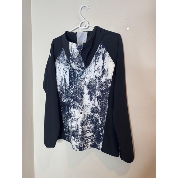 Under Armour Jacket Mens Medium Black Hooded Running Colorblock Windbreaker - Picture 6 of 8